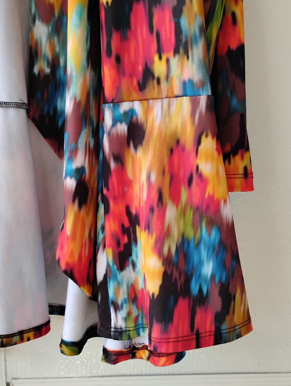 Colorful Abstract Open Front Drape Cardigan - Picture 6 of 14